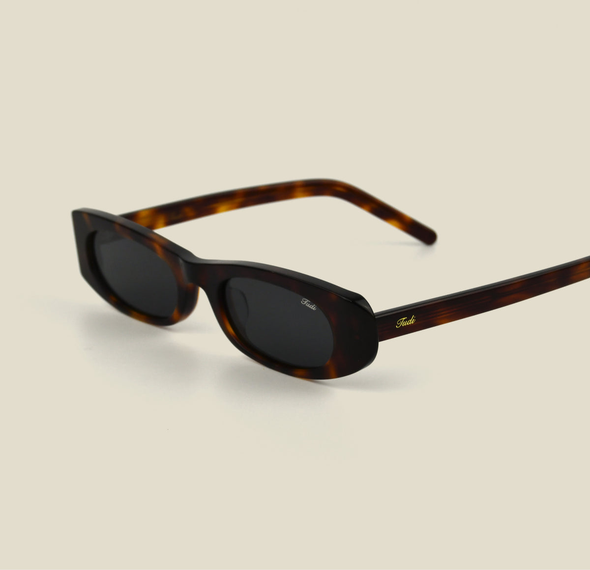 TUDI Kai Havana eyewear, three-quarter side view