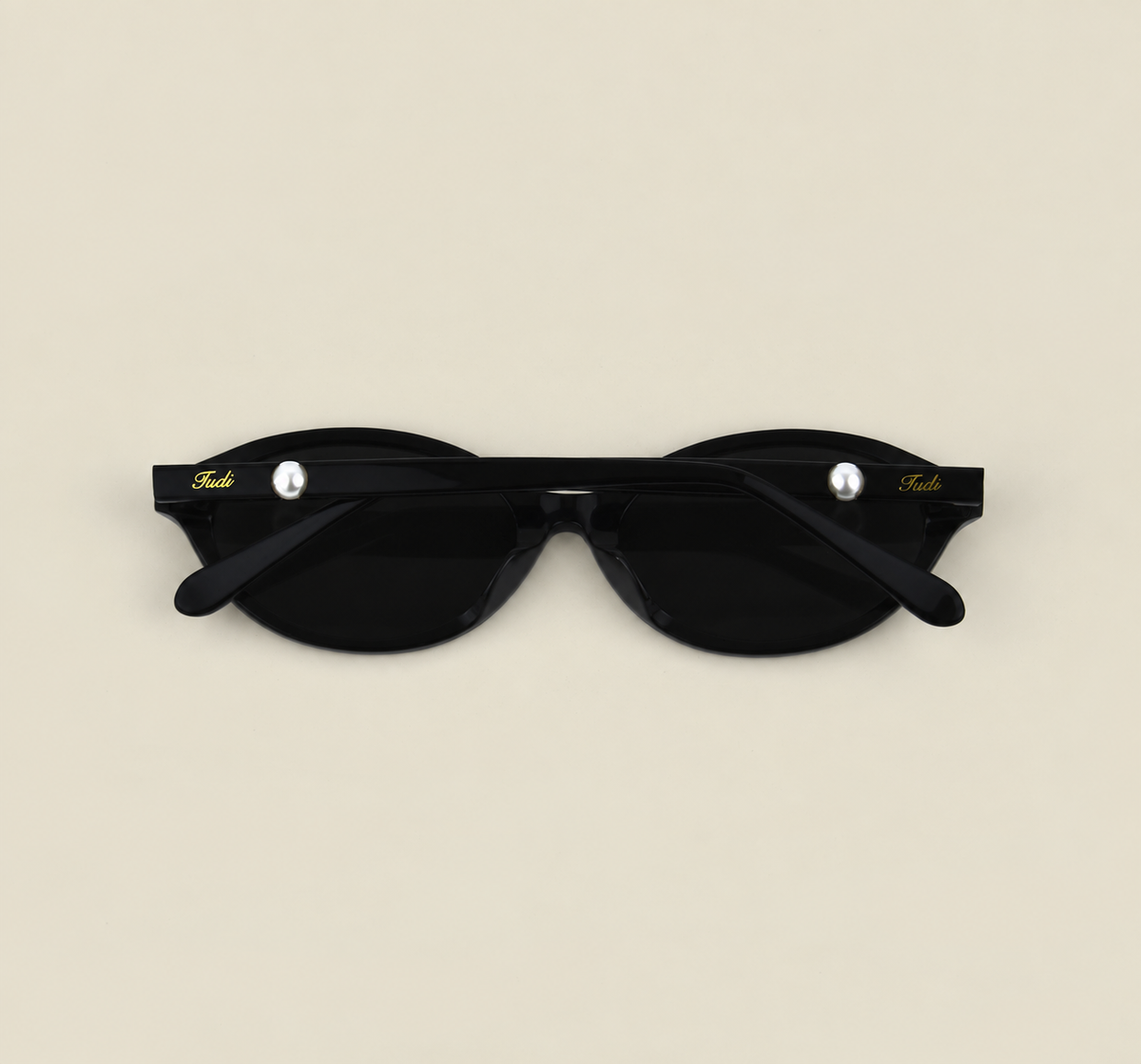 TUDI Ayla Black eyewear, back, folded view
