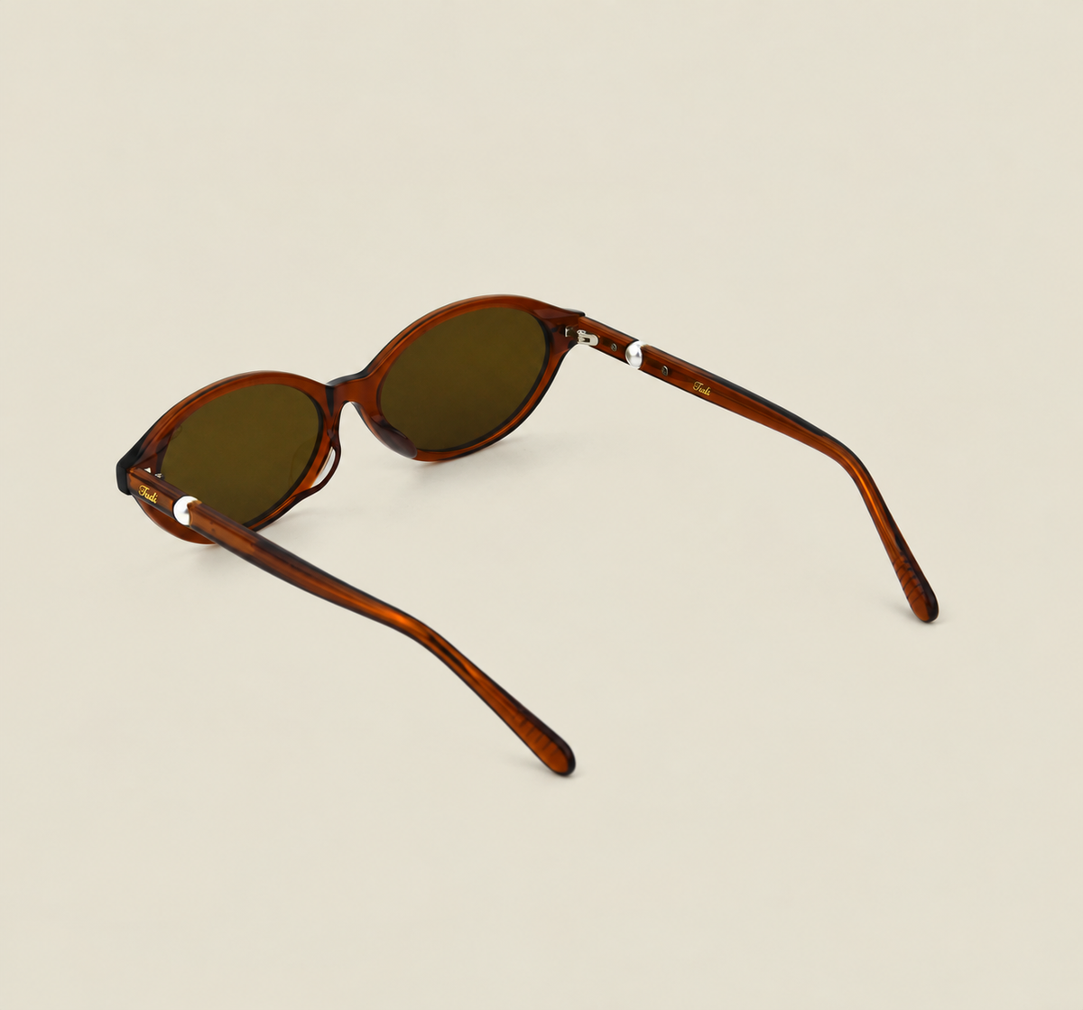 TUDI Ayla Brown eyewear, rear three-quarter, open view