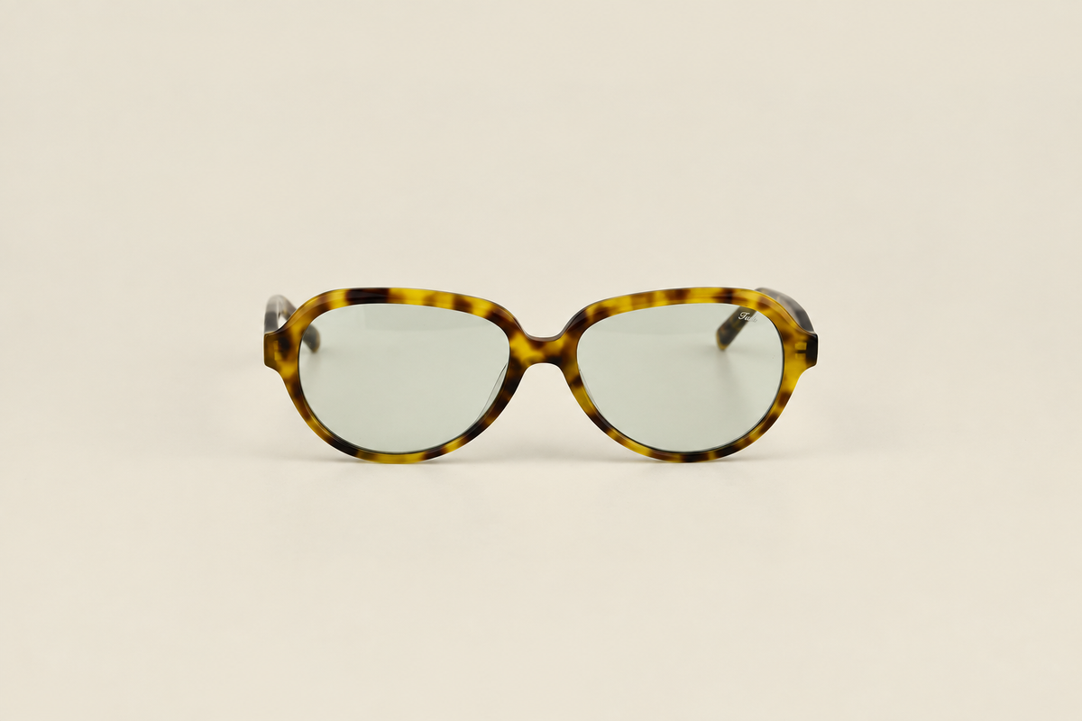 TUDI Clay Havana Green eyewear, front view