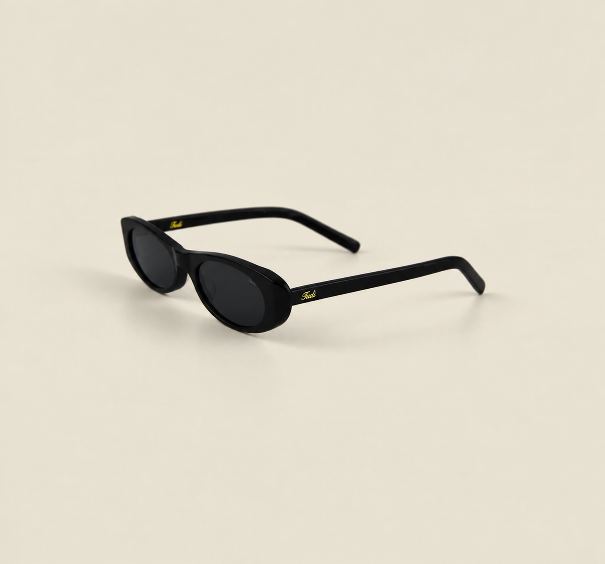 TUDI Kenny Black eyewear, three-quarter view