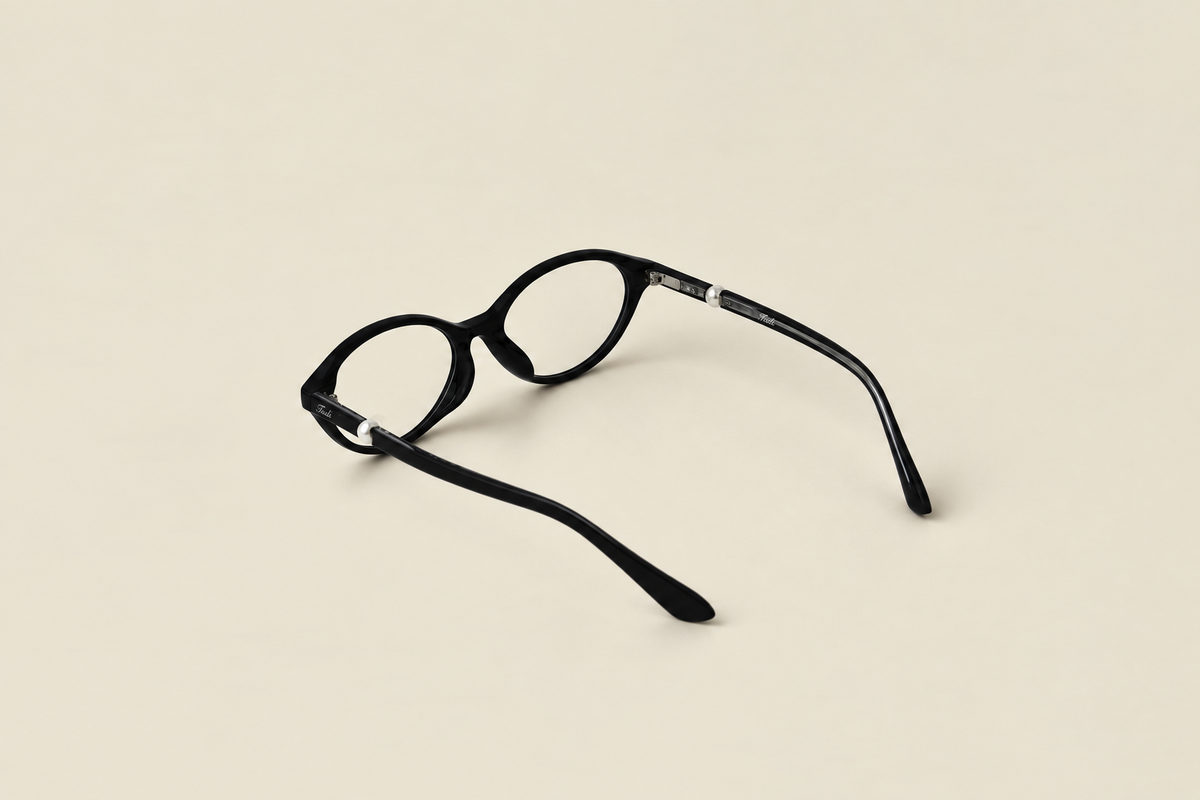 TUDI Mindy Black eyewear, rear three-quarter, open view
