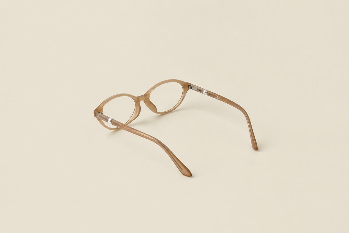 TUDI Mindy Nude eyewear, rear three-quarter, open view