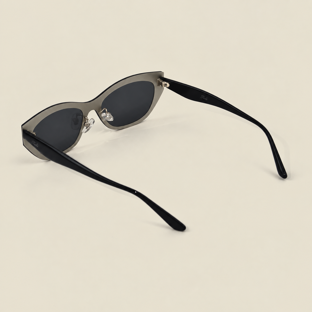 TUDI Molly Black - Gray eyewear, rear three-quarter, open view