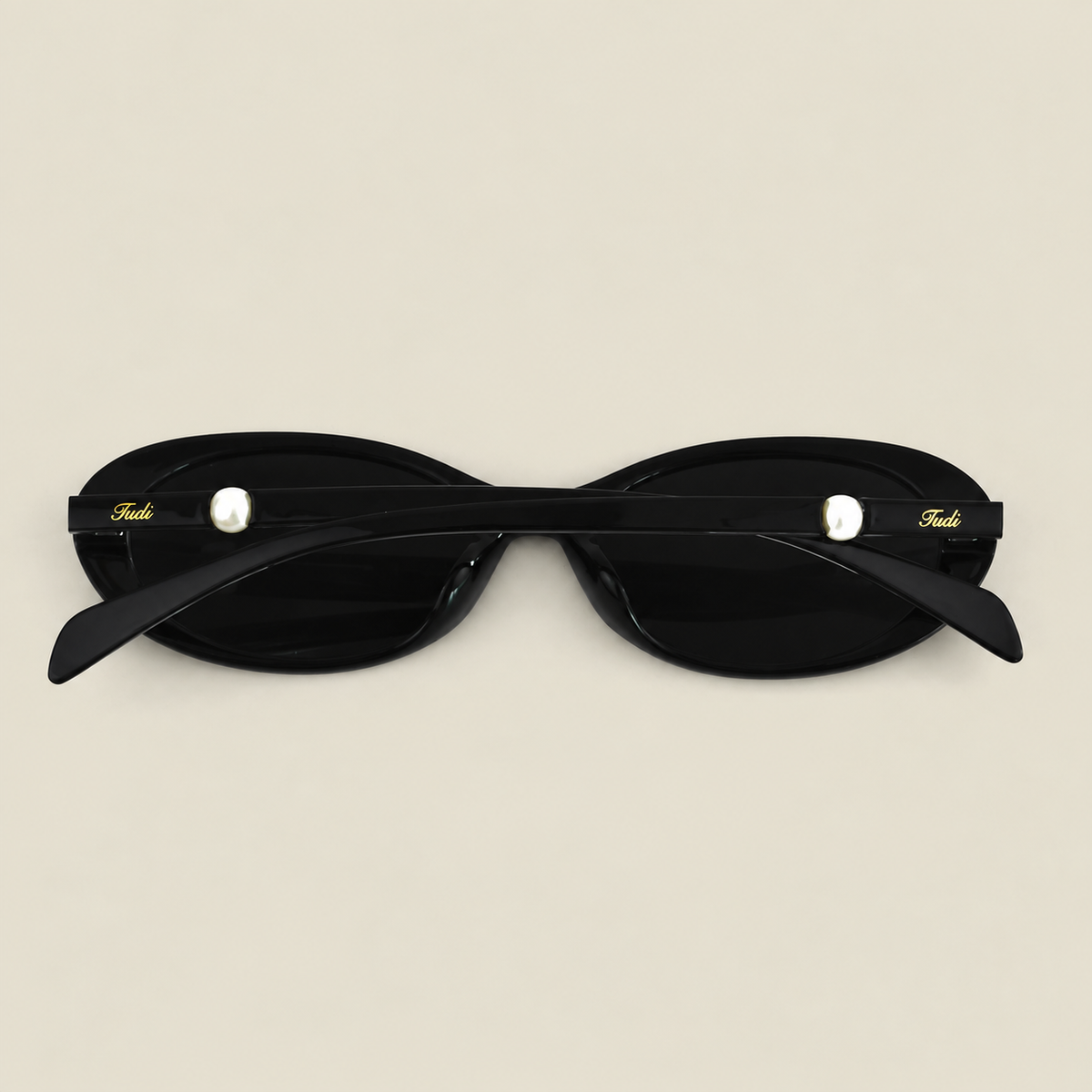 TUDI Sora Black eyewear, back, folded view