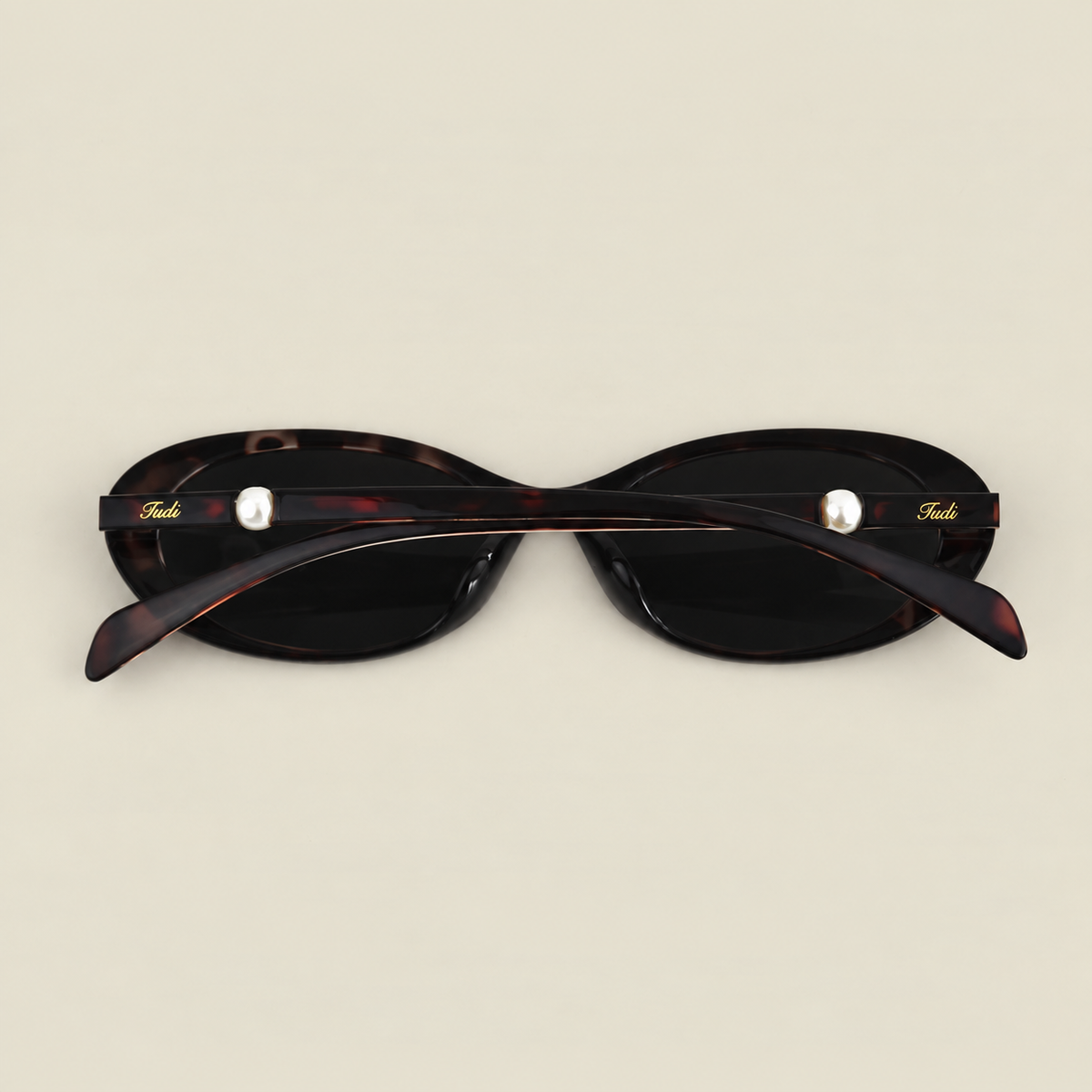 TUDI Sora Havana eyewear, back, folded view